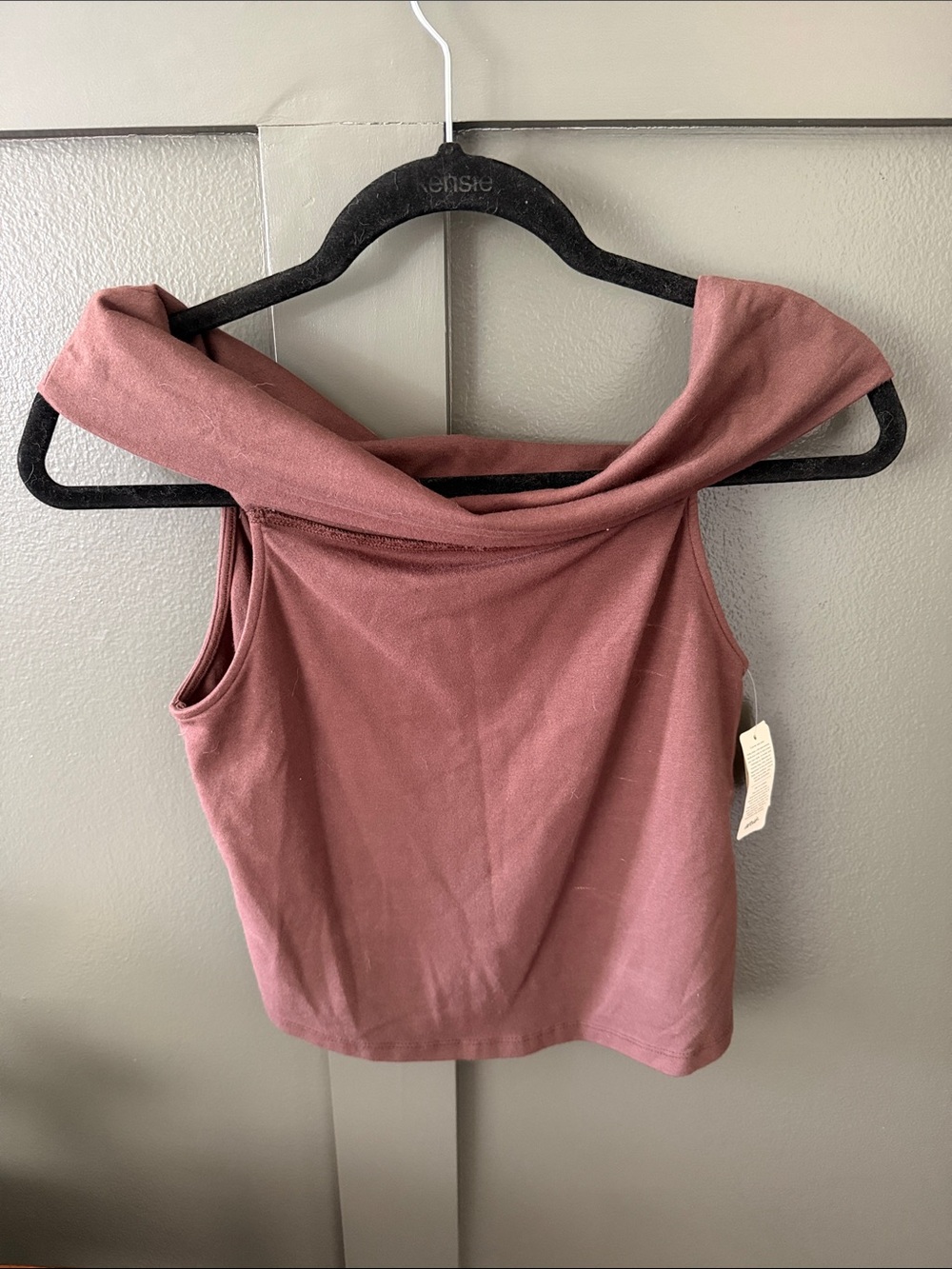 Off-Shoulder Crop Top in chocolate brown
